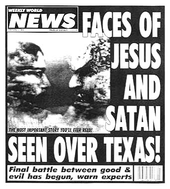faces of jesus and satan seen over texas, right next to the easter bunny