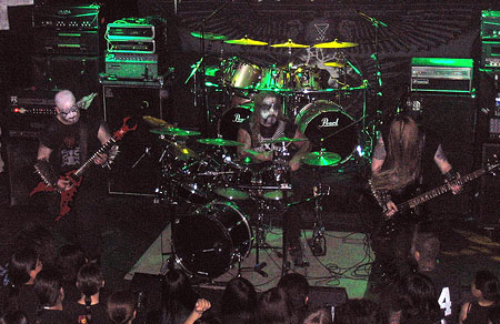 Averse Sefira play live black metal at the Knitting Factory black metal concert hall in HOllywood, California