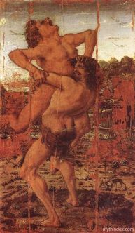 The god Antaeus wrestles with Zeus