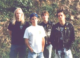 cryptic slaughter as they looked at the time of the release of money talks. photo copyright 1987 les evans